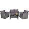 4 Pieces Patio Rattan Furniture Set Sofa Table with Storage Shelf Cushion